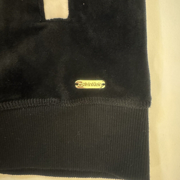 Calvin Klein Women Velour Track Jacket Y2K Style Black/white Size:XS - Picture 10 of 11